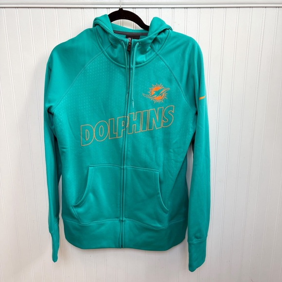 Nike Miami Dolphins Aqua Blue Full Zip Hooded Sweatshirt Women’s Medium NEW - Picture 1 of 8